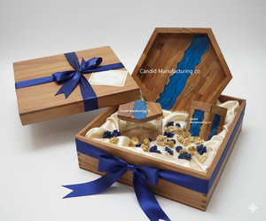 Brûleur d'encens en bois avec résine époxy avec bois, ensembles Bakhoor, brûleur d'encens islamique personnalisé, brûleur de parfum indien - Product Image 6