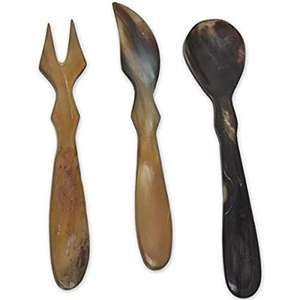 Corne de buffle élégant Design Royal cuillères fourchette épandeur corne ensemble de couverts ustensiles de cuisine vaisselle finition personnalisée conception disponible - Product Image 2
