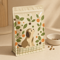 Pochette Doypack personnalisée pour friandises pour chien, imprimée numériquement avec motifs de récolte de verger, refermable, sans valve
