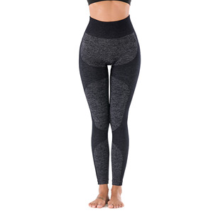 New Wholesale High Waist Seamless Yoga <b>Leggings</b> Full Length <b>Textured</b> Solid Pattern Four-Way Stretch Spandex Nylon Pants - Product Image 1