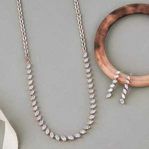 14k White <b>Gold</b> Tennis Necklace with 8.61Ct Lab Grown Marquise Cut Diamond Statement Bridal Gift Brides Diamond Necklaces - Product Image 1