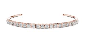 Bracelet de mariée en or blanc 14 carats avec diamant rond de laboratoire, cadeau de mariage ou d'anniversaire de luxe certifié, bijoux fins élégants - Product Image 3