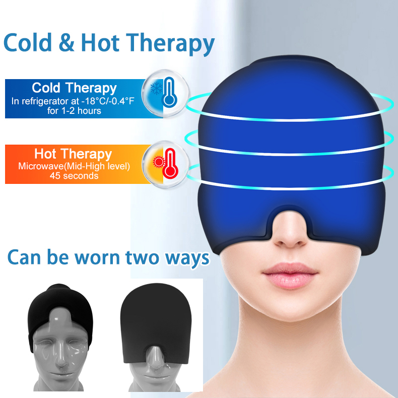 Reusable Gel Ice Pack Head Wrap | Adjustable Migraine & Headache Relief Hat
