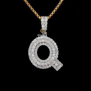 Adorable Q Initial Hip Hop Pendentif Brillant Taille VVS Clarté Moissanite Diamants Argent Sterling 925 Style Glacé - Product Image 6