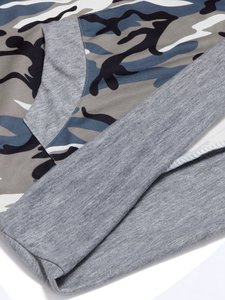 Haute qualité femmes décontracté Camouflage imprimé à capuche 100% coton hiver épais tricoté avant col rond pull ample - Product Image 4