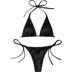 Ensemble bikini brésilien sexy tendance pour femme, deux pièces, respirant, écologique, 100 % coton biologique, maillot de bain dos nu, vente en gros - Product Image 4