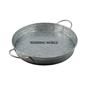 <b>Table</b> Ware Galvanized Serving <b>Tray</b> <b>Round</b> Shape Handmade Hot Selling Luxury Dinnerware Tabletop Wholesale Metal Serving <b>Tray</b> - Product Image 1