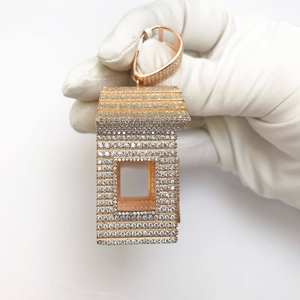 Pendentif unisexe de luxe en argent sterling 925 avec moissanite taille brillant, design hip-hop glacé, plaqué rhodium – Vente chaude - Product Image 1