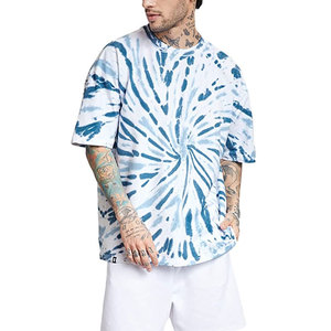 Alta calidad 100% algodón Tie-Dye manga corta cuello redondo Camiseta para hombres cómodo ajuste Regular en línea venta al por mayor ropa de hombre - Product Image 2