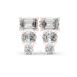 Boucles d'oreilles en diamant CVD de laboratoire 0,22 CT VVS-VS-EF, taille brillant rond et taille émeraude, or 10KT, 14KT, 18KT et argent 925, rose - Product Image 6