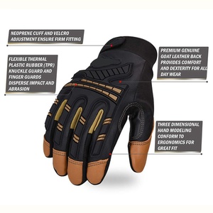 Guantes de Trabajo de Cuero Vacuno de Alta Calidad con Forro de Tela, Guantes de Seguridad para Mecánicos y Conductores de Camiones al por Mayor - Product Image 3