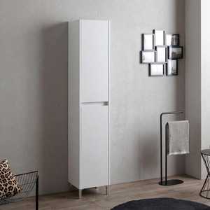Armoire colonne Koricini 180 cm effet bois blanc, design italien, en MDF, pour salle de bain, chambre, salon, hôtel, hôpital - Product Image 2