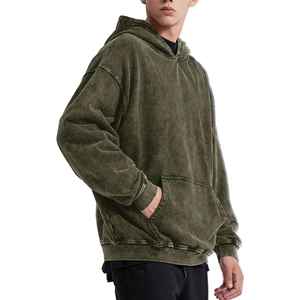 Capuche surdimensionnée avec broderie délavée |   Design tendance, délavé à l'acide |   Séchage rapide, 100% coton, haute qualité, échantillon gratuit - Product Image 3