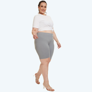 กางเกงขาสั้นกีฬาไซส์ใหญ่ ผลิตขายส่ง เป็นมิตรต่อสิ่งแวดล้อม ผ่านการฟอกสี กางเกงขาสั้นเอวสูงสำหรับผู้หญิง ผ้ายืดสแปนเด็กซ์/โพลีเอสเตอร์ เนื้อผ้าบางเบา - Product Image 2