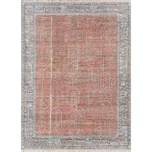 พรมขนสัตว์อัฟกันถักมือลายเรขาคณิต รุ่น Someplace in Time EA-7110/cs-01 สีแดงและสีส้ม สำหรับใช้ในบ้าน - Product Image 1