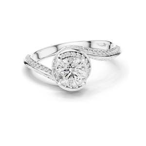 Anillo de Compromiso con Diamante de Laboratorio Redondo Brillante de 0.996 CT, con Halo Trenzado, Claridad VVS-VS EF, Oro de 18K, 14K, 10K y Plata 925 - Product Image 2