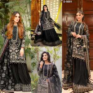 Vêtement ethnique indien en faux georgette lourd avec broderie lourde, travail de séquence, travail de rivets et de perles, costume salwar kameez avec dupatta - Product Image 2