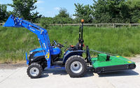 NOUVEAU TRACTEUR COMPACT SOLIS 26 4WD avec NOUVEAU CHARGEUR SOLIS 3200 avec godet 4-en-1 et tondeuse/rotary 1,4 m