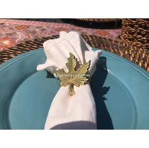 Ginkgo Feuille Design Laiton Or Ronds De Serviette Pour Mariage Dîner Maison Réchauffement Décor À La Main Porte-Serviettes - Product Image 5