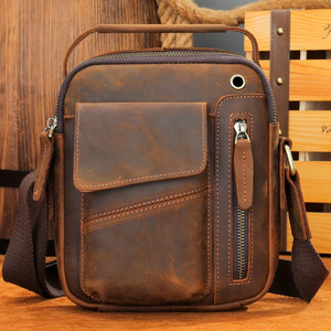 Custom Genuine Leather Cross Body <b>Messenger</b> <b>Bag</b> for <b>Men</b> Eco-friendly Outdoor Sports Shoulder Sling <b>Bag</b> 30-40L Capacity - Product Image 5