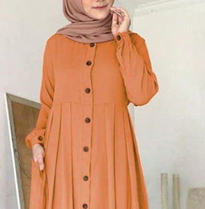 Venta al por mayor Nuevo musulmán bordado frente abierto botón raya abaya Venta caliente bordado logo frente abierto Abaya nueva manga larga - Product Image 4