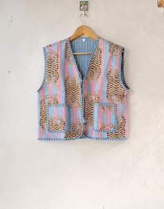 Chaqueta acolchada tejida Bohemia vintage unisex, mangas estampadas con Tigre, nuevo estilo, abrigo corto, técnicas lavadas informales de invierno - Product Image 6