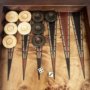 Jeu de backgammon classique fait main en bois massif, grande taille 50 x 25 cm / 19,6 x 9,8 pouces - Product Image 6