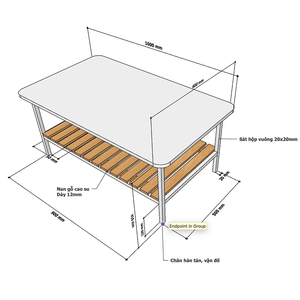 Minimilist Convertible <b>Sofa</b> <b>Table</b> Rubber Wood with Iron Frame 100x60x43cm Living Room Furniture Set of 2 - Product Image 4