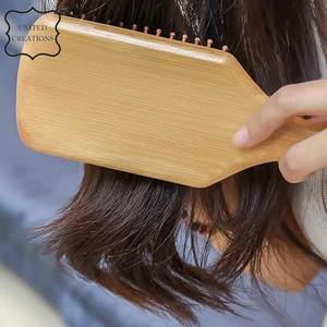 Professional Women's Hairbrush 100% Natural <b>Bamboo</b> Comb High Quality Sustainable Wood Box with Custom Logo for Styling - Product Image 3