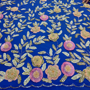 Luxury Hand Beaded Embroidered <b>Fabric</b> - Product Image 1