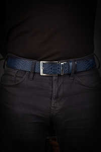 OEM เข็มขัดหนังจระเข้แท้สำหรับผู้ชาย, เข็มขัดหนังแท้พร้อมหัวเข็มขัดอัลลอยเข็มขัดสองด้าน - Product Image 3