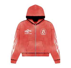 เสื้อมีฮู้ดซักเอนไซม์แฟชั่นสไตล์สตรีทในเมืองเสื้อมีฮู้ดฟอกสีด้วยกรด - Product Image 6