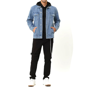 Chaqueta de mezclilla lavada resistente para hombre ofrece un estilo de trabajo resistente con tela suavizada Chaquetas de mezclilla transpirables para hombre - Product Image 1