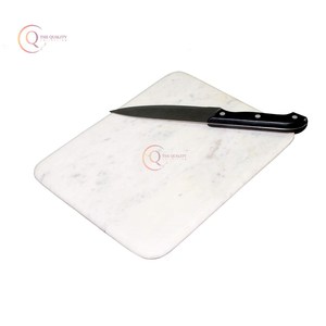 Tabla de cortar de mármol blanco natural con forma de rectángulo hecha a mano, utensilios de cocina para picar - Product Image 5