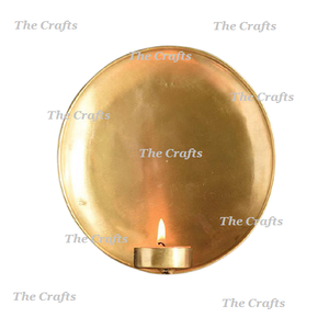 Ensemble de deux bougeoirs muraux de forme ronde en métal couleur cuivre bougeoir mural à vendre - Product Image 2