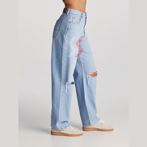 2025 Custom Logo Women's High-<b>Waisted</b> Slim-Fit Straight Leg Jeans Pants Breathable for Winter Season OEM Serviced Cheap Price - Product Image 4
