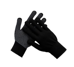 Guantes de punto de alta calidad para jardinería, mano de algodón negro, trabajo de construcción Industrial, calibre 13, punto de nailon, guantes punteados de PVC - Product Image 1