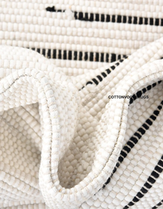 Handwoven White Cotton Kilim Rug <b>Runner</b> Stripes Design Anti-Slip Cushioned Tufted for Living Room Handmade Abstract Pattern - Product Image 2