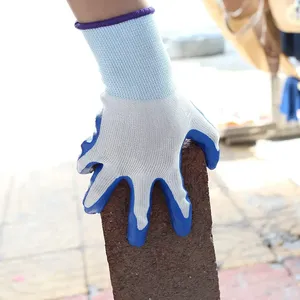 ถุงมือทำงานผ้าไนลอนโพลีเอสเตอร์ถุงมือนิรภัยสำหรับงานก่อสร้างถุงมือนิรภัยเคลือบยาง - Product Image 4