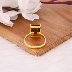 Anillo Rectangular de Granate de Mozambique, Piedra Preciosa Natural, Plata de Ley 925 Chapada en Oro, Anillos de Boda Boho, Regalo Moderno para Damas de Honor - Product Image 3