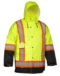 Chaqueta DE TRABAJO reflectante BrightGuard, chaquetas de seguridad ajustables con capucha extraíble para mayor versatilidad, fabricadas en Pakistán. - Product Image 1