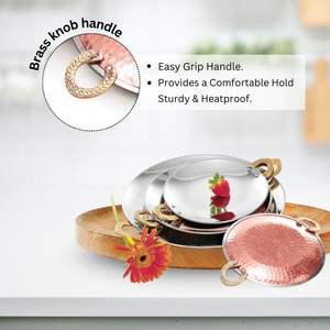 Vente directe de vaisselle de fête de mariage authentique plateau de service avec poignée en laiton article de vaisselle Tawa en acier au cuivre - Product Image 5
