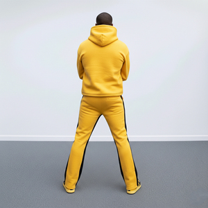 Conjunto de 2 Piezas de Ropa Urbana para Hombre, Sudadera con Capucha Extra Grande de Felpa 100% Algodón de Alta Calidad, Pantalones Deportivos Anchos Estampados, Estilo Hip Hop de Dos Tonos - Product Image 3