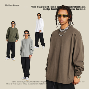 Felpa personalizzata in poliestere/cotone con fodera in pile di volpe argentata ampia girocollo ricamato con cappuccio tinto in maglia - Product Image 4