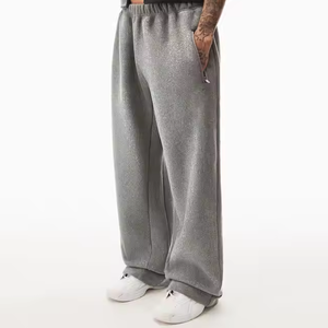 2024 personnalisé ourlet ouvert surdimensionné pantalons de survêtement hommes coton ample jogging hommes éponge gris baggy jogger - Product Image 1