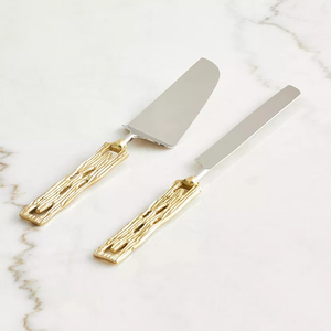 ชุดอุปกรณ์ตกแต่งเค้กด้ามหินอ่อนสีทองชุดอุปกรณ์ตกแต่งเค้กสำหรับงานเลี้ยงและงานวันเกิดมีดเค้กดีไซน์ใหม่ - Product Image 2