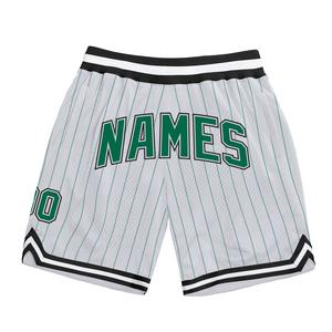 Industrie Direct Engro Sportswear Short de basket-ball authentique confortable personnalisé blanc Kelly Green Pinstripe Kelly Green-Black - Product Image 1