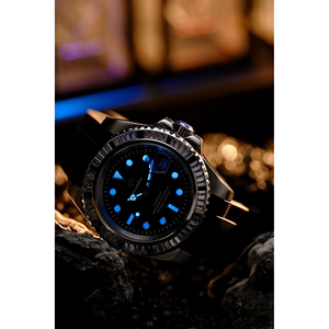 นาฬิกาสปอร์ตหรู Yozudni สำหรับ <span class=keywords><strong>Submariner</strong></span> ขอบหน้าปัดเพชร <span class=keywords><strong>Seiko</strong></span> พร้อมระบบสำรองพลังงาน กันน้ำ ดีไซน์เรียบง่าย สายสแตนเลสและหนัง - Product Image 2