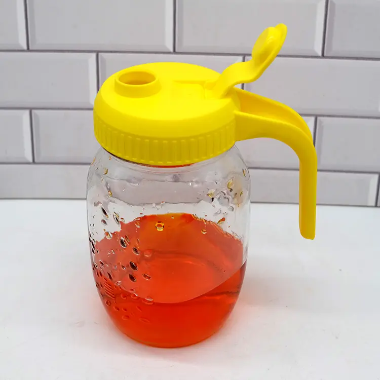 BPA-free Yellow 86MM Spout Lid Screw Plastic Pouring Cap with Handle for Mason Jar