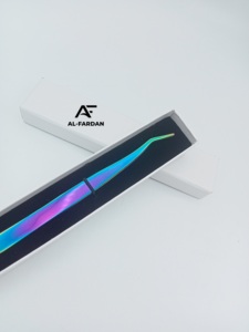 Eyelash Applicators Tweezers Solid Stainless Steel <b>Rainbow</b>-Multi Color Tool for False Eyelashes with White Card Boxes - Product Image 2